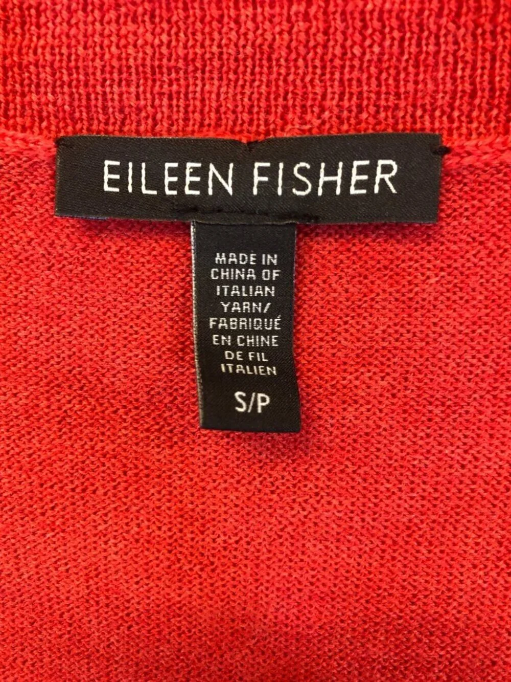 Eileen Fisher Italian Merino Wool V Neck Long Sleeve Red Sweater Size SP